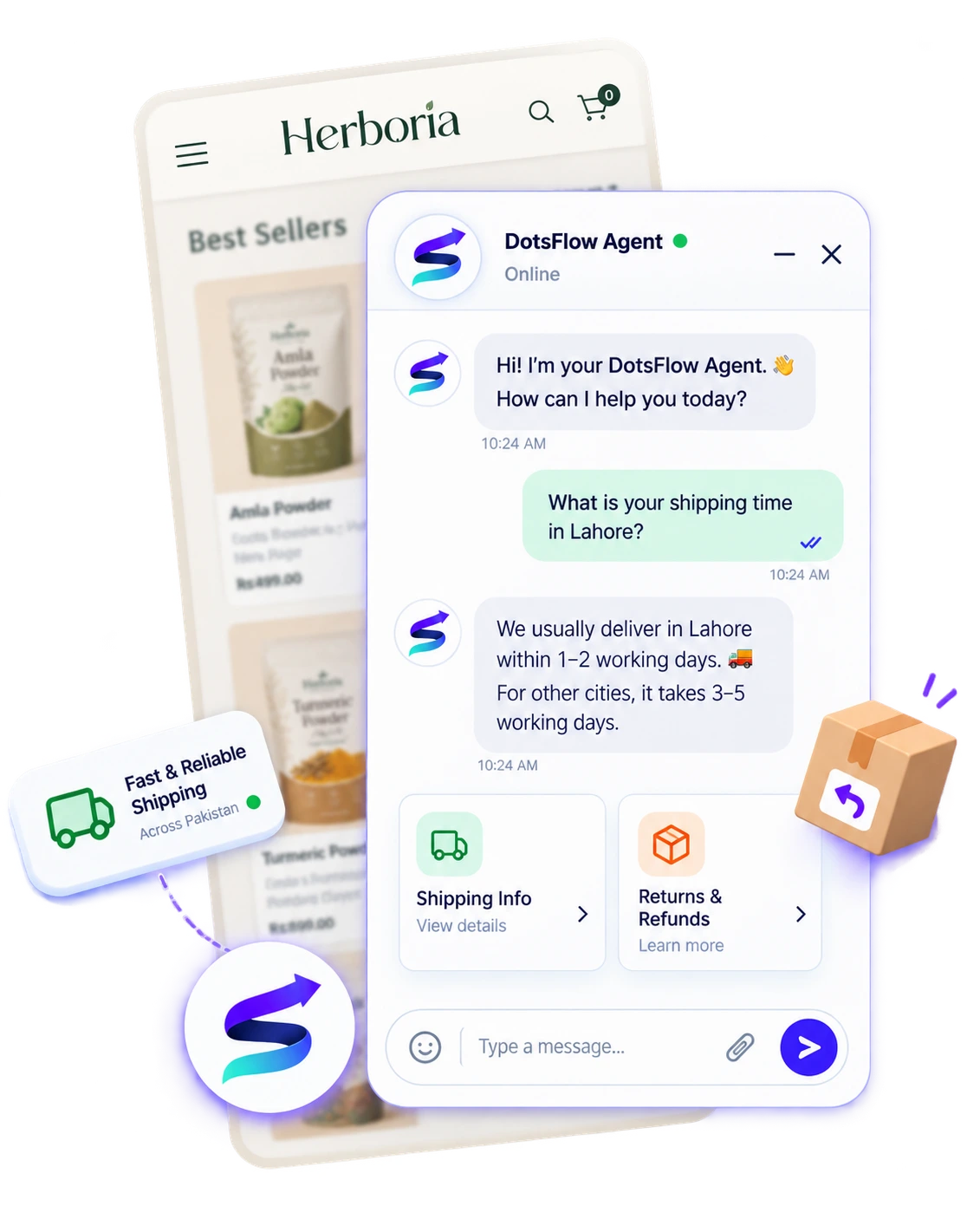 DotsFlow Website Concierge chat and voice experience